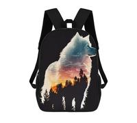 sinyumoney Samoyed Silhouette Zaino Scolastico Per Bambini, Borsa Scolastica Stampata in 3D Per Ragazzi, Studenti Delle Scuole Elementari E Medie 17inch
