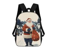 sinyumoney Santa Claus in Snowy Village Christmas Zaino scolastico per bambini stampato 3D, ideale per viaggi e letture, per ragazzi e studenti delle elementari, Santa Claus In Snowy Village Christmas