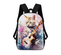sinyumoney Savannah Cat Playing Guita Zaino Scolastico Alla Moda Per Studenti, Adatto A Ragazzi E Ragazze, Ideale Per Viaggi All'aperto E Attività Ricreative. 17inch