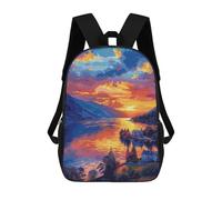 sinyumoney Scenic Sunset Lake View Zaini Per Bambini, Zaini Scolastici Personalizzati 3D Per Ragazzi E Ragazze, Zaini Scolastici Grandi, Zaini Casual Da Giorno 17inch