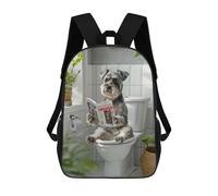 sinyumoney Schnauzer Dog Reading on Toilet Zaino Scolastico Alla Moda Per Studenti, Adatto A Ragazzi E Ragazze, Ideale Per Viaggi All'aperto E Attività Ricreative. 17inch