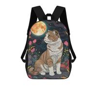sinyumoney Scottish Fold Cat Under The Moon Zaini, Zaino Per Bambini, Borsa Scolastica Per Studenti, Zaini Da Viaggio Stampati in 3D, Zaino Accessorio Moda, Zaini Impermeabili Per Bambini 17inch