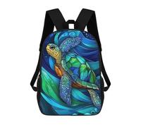 sinyumoney Sea Turtle Stained Glass Zaino Scolastico, Zaino Per Libri, Zaini Per Bambini Stampati in 3D, Zaini Per Bambini, Zaini Scolastici Per Bambini, Zaini Da Viaggio 17inch