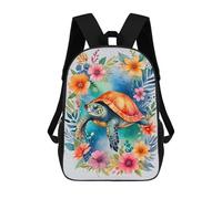 sinyumoney Sea Turtle Watercolor Zaino Scolastico Per Bambini Stampato in 3D Per Bambini, Zaini Da Viaggio, Borse Per Libri Per Ragazzi, Studenti Delle Scuole Elementari 17inch