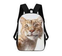 sinyumoney Seagull Selfie Zaini Stampati 3D Per Bambini Borse Da Scuola Alla Moda Per Ragazzi Borse Da Viaggio Borse Scuola Studenti, Playful Wild Cat Taking Selfie, 17"