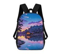 sinyumoney Serene Lake Cabin Reflections Zaino Scolastico Alla Moda Per Studenti, Adatto A Ragazzi E Ragazze, Ideale Per Viaggi All'aperto E Attività Ricreative. 17inch