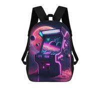 sinyumoney Serene Mountain Village Twilight Zaino Scuola Per Bambini Stampato 3D Ideale Per Viaggi E Libri, Galactic Arcade Macchina, 17"