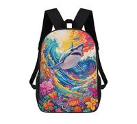 sinyumoney Shark in A Rainbow Wave Zaino Scolastico Per Bambini, Borsa Scolastica Stampata in 3D Per Ragazzi, Studenti Delle Scuole Elementari E Medie 17inch