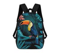 sinyumoney Shark Pattern on Dark Background Zaino Per Ragazze E Bambini, Zaino Giorno, Scuola Primaria, Perfetto Per Il Ritorno A Cole O Educazione Fisica, Regali E Viaggi, Toucan In The Jungle, 17"