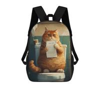 sinyumoney Shark - Zaino da viaggio con stampa 3D, per bambini, zaino scolastico, zaino da viaggio per bambini, zaino per libri di grande capacità, zaino per bambini, Toilet Cartoon Cat, 17"