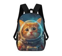 sinyumoney Shark - Zaino da viaggio con stampa 3D, per bambini, zaino scolastico, zaino da viaggio per bambini, zaino per libri di grande capacità, zaino per bambini, Astronaut Cartoon Cat Cartoon, 17