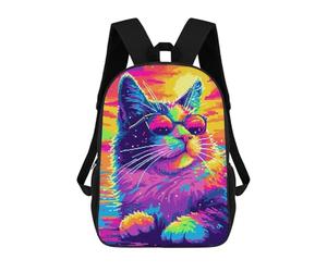 sinyumoney Shark - Zaino da viaggio con stampa 3D, per bambini, zaino scolastico, zaino da viaggio per bambini, zaino per libri di grande capacità, zaino per bambini, Cool Popart Cat, 17"