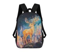 sinyumoney Sheep Art Zaini scolastici per bambini, borsa scolastica stampata 3D per ragazzi, studenti elementari e college, A Golden Deer Stand On, 17"
