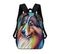 sinyumoney Shetland Sheepdog Colorful Zaino Scolastico Per Bambini, Borsa Scolastica Stampata in 3D Per Ragazzi, Studenti Delle Scuole Elementari E Medie 17inch