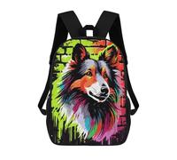 sinyumoney Shetland Sheepdog Graffiti Zaino Scolastico Per Bambini, Borsa Scolastica Stampata in 3D Per Ragazzi, Studenti Delle Scuole Elementari E Medie 17inch