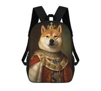 sinyumoney Shiba Inu The King Zaino Scolastico Impermeabile, Zaino Da Viaggio, Borsa Per Computer Per Uomo, Donna E Ragazzi Adolescenti 17inch