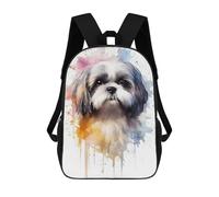 sinyumoney Shih Tzu Watercolor Zaino Scolastico Stampato in 3D, Borse Scolastiche Per Ragazzi E Ragazze, Zaino Per Laptop Per Bambini/studenti/adulti 17inch