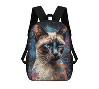 sinyumoney Siamese Cat Painting Zaino Scolastico Per Bambini, Borsa Scolastica Stampata in 3D Per Ragazzi, Studenti Delle Scuole Elementari E Medie 17inch
