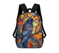 sinyumoney Siamese Kitten Bubble Bath Zaino Bambino Alla Moda E Divertente, Zaino Per Ragazzi E Adolescenti, Borsa Da Scuola Stampa 3D Per Ragazzi, Raven In Autumn Stained Glass, 17"