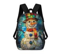 sinyumoney Siamese Kitten Bubble Bath Zaino Scuola Per Adolescenti Stampato 3D Regolabile Con Tasche Alla Moda Per Bambini Ragazzi Ragazze Studenti E Adolescenti, Stained Glass Snowman, 17"