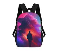 sinyumoney Silhouette in Colorful Clouds Zaino Scolastico Per Bambini Stampato in 3D Per Bambini, Zaini Da Viaggio, Borse Per Libri Per Ragazzi, Studenti Delle Scuole Elementari 17inch