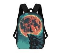sinyumoney Silhouette on Cliff with Red Moon Zaino Scolastico Per Bambini, Borsa Scolastica Stampata in 3D Per Ragazzi, Studenti Delle Scuole Elementari E Medie 17inch