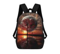 sinyumoney Silhouette Tree And Giant Moon Zaino Scolastico Alla Moda Per Studenti, Adatto A Ragazzi E Ragazze, Ideale Per Viaggi All'aperto E Attività Ricreative. 17inch