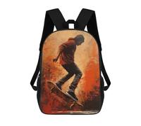 sinyumoney Skateboarder Oil Painting Zaino Scolastico Per Bambini, Borsa Scolastica Stampata in 3D Per Ragazzi, Studenti Delle Scuole Elementari E Medie 17inch