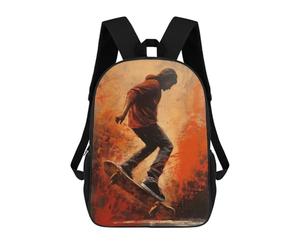 sinyumoney Skateboarder Oil Painting Zaino Scolastico Per Bambini, Borsa Scolastica Stampata in 3D Per Ragazzi, Studenti Delle Scuole Elementari E Medie 17inch