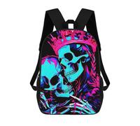 sinyumoney Skeletal Embrace Neon Crowned Love Zaino Per Bambini Con Stampa 3D, Borsa Scolastica Per Ragazzi, Zainetto Casual, Borsa Divertente Per Bambini E Adolescenti 17inch