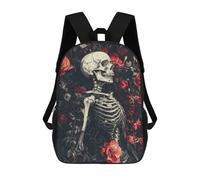 sinyumoney Skeleton And Roses Dark Floral Art Zaini Per Bambini Zaino Scolastico Borsa Scolastica Stampata in 3D Borsa Scolastica Per Ragazzi Studenti Delle Scuole Elementari E Medie 17inch