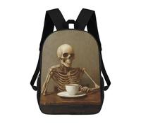 sinyumoney Skeleton with Coffee Zaini, Zaino Per Bambini, Borsa Scolastica Per Studenti, Zaini Da Viaggio Stampati in 3D, Zaino Accessorio Moda, Zaini Impermeabili Per Bambini 17inch