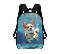 sinyumoney Sketch of A Giraffa Zaini alla moda, stampati 3D, per bambini, ragazzi, studenti delle scuole elementari e medie, Corgi Dog Swimming, 17"