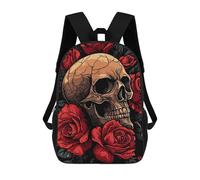 sinyumoney Skull And Roses Illustration Zaini Stampati in 3D, Borsa Scolastica Casual Per Bambini, Borsa Scolastica Alla Moda Per Ragazzi, Studenti Delle Scuole Medie 17inch