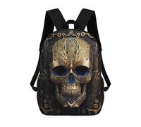 sinyumoney Skull Machine Gold Zaino Per Bambini, Borsa Scolastica Per Ragazzi E Adolescenti, Regalo, Zaino Da Viaggio, Zaino Scolastico, Borsa Per Libri 17inch