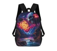 sinyumoney Skull Moon Landscape Zaino Scolastico Stampato in 3D Per Bambini, Zaino Scolastico Casual Alla Moda Per Bambini Studenti 17inch