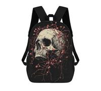 sinyumoney Skull with Cherry Blossoms Zaino Per La Scuola Stampato in 3D Borsa Scolastica Per Ragazzi E Ragazze Zaino Per Bambini Zaino Da Viaggio 17inch