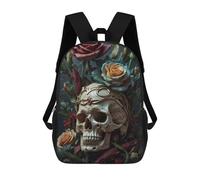 sinyumoney Skull with Crown And Roses Zaino Per Bambini, Zaino Scolastico Per Bambini, Zaini Scolastici Stampati in 3D Per Ragazzi E Studenti Adolescenti 17inch