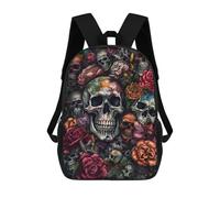 sinyumoney Skulls And Flowers Collage Zaino Scolastico Per Bambini Stampato in 3D, Zaini Da Viaggio Ad Alta Capacità, Borse Per Libri, Zaini Scolastici Per Bambini 17inch