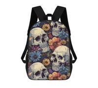 sinyumoney Skulls And Roses Zaino Scolastico Zaino Per Bambini Borsa Scolastica Di Grande Capacità Zaino Per Bambini Per La Scuola Zaino 3D Borsa Per Libri Regali Per Bambini 17inch