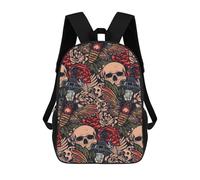 sinyumoney Skulls, Roses, And Butterflies Pattern Zaino Per La Scuola Stampato in 3D Borsa Scolastica Per Ragazzi E Ragazze Zaino Per Bambini Zaino Da Viaggio 17inch
