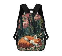 sinyumoney Sleeping Fox in Cherry Blossom Forest Zaino Scolastico Stampato in 3D, Borse Scolastiche Per Ragazzi E Ragazze, Zaino Per Laptop Per Bambini/studenti/adulti 17inch