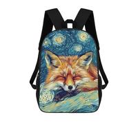 sinyumoney Sleeping Fox Starry Night Art Zaino Scolastico Per Bambini, Stampato in 3D, Borsa Scolastica Alla Moda, Borsa Scolastica Casual Per Ragazzi, Studenti Delle Scuole Elementari E Medie 17inch