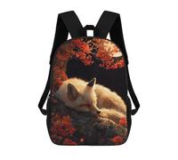 sinyumoney Sleeping Fox Under Autumn Moon Zaino Scolastico Zaini Scolastici Per Ragazze Zaini Per Ragazzi Con Tasche Borsa Scolastica Alla Moda Zaino Per Bambini 17inch