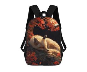 sinyumoney Sleeping Fox Under Autumn Moon Zaino Scolastico Zaini Scolastici Per Ragazze Zaini Per Ragazzi Con Tasche Borsa Scolastica Alla Moda Zaino Per Bambini 17inch