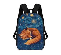 sinyumoney Sleeping Fox Under Starry Night Sky Zaino Scolastico Stampato in 3D, Borse Scolastiche Per Ragazzi E Ragazze, Zaino Per Laptop Per Bambini/studenti/adulti 17inch