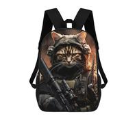 sinyumoney Sleeping Giraffe in Tropical Paradise Zaino scolastico per ragazze e ragazzi, zaino con tasca, zaino alla moda per bambini, Animale Soldier Cat, 17"