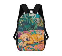 sinyumoney Sleeping Giraffe in Tropical Paradise Zaino scolastico per ragazze e ragazzi, zaino con tasca, zaino alla moda per bambini, Sleeping Dog In Tropical Garden, 17"