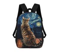sinyumoney Sleeping Giraffe in Tropical Paradise Zaino scolastico per ragazze e ragazzi, zaino con tasca, zaino alla moda per bambini, Cat Vangogh, 17"