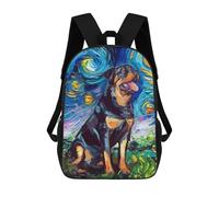 sinyumoney Sleeping Giraffe in Tropical Paradise Zaino scolastico per ragazze e ragazzi, zaino con tasca, zaino alla moda per bambini, Dog Star Night Rottweiler, 17"